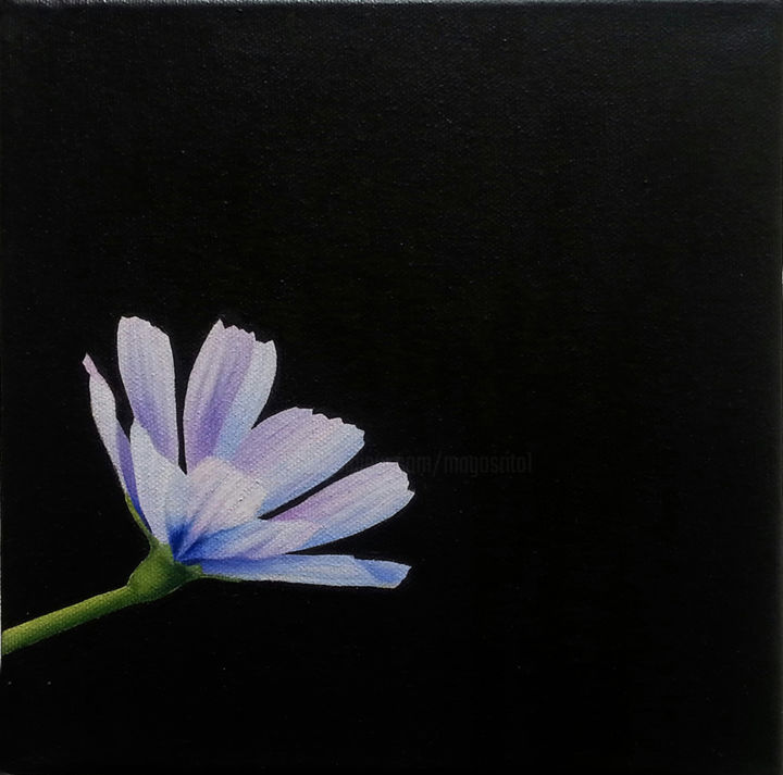 Painting titled "Cornflower" by Rita Magos, Original Artwork, Oil