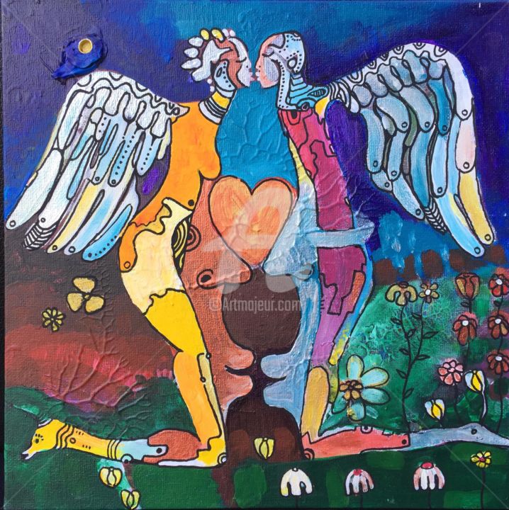 Painting titled "Quand on aime, il n…" by Magule Wango, Original Artwork