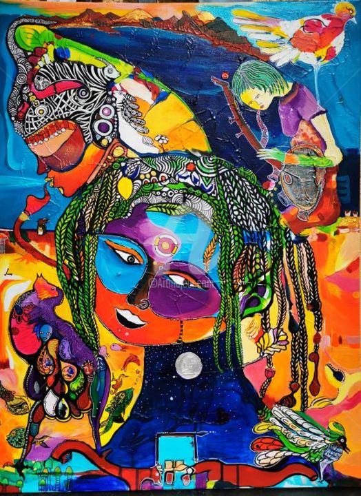 Peinture intitulée "SONGS OF FREEDOM" par Magule Wango, Œuvre d'art originale