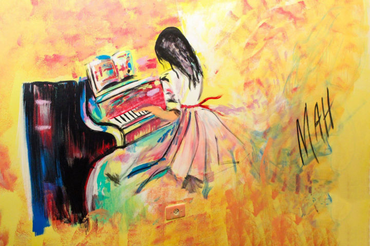 Pintura titulada "Piano" por Mah Pereira, Obra de arte original, Esmalte