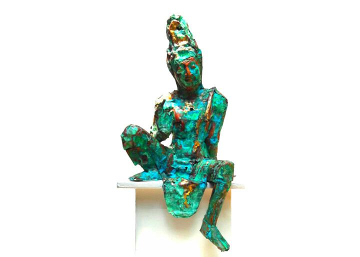 Sculpture intitulée "A Deity" par Mahesh Chathuranga Ekanayake, Œuvre d'art originale, Métaux