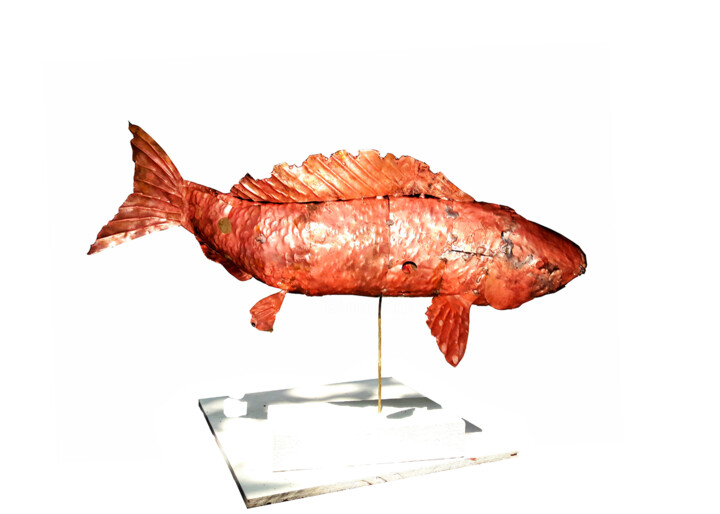 Sculpture intitulée "Amidst a Swim" par Mahesh Chathuranga Ekanayake, Œuvre d'art originale, Métaux