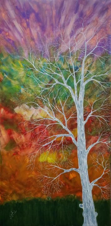Painting titled "Aurora Borealis" by Mahfuzur Rahman, Original Art, Acrylic