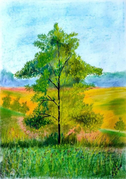 Painting titled "Stand Alone.jpg" by Mahfuzur Rahman, Original Artwork, Pastel