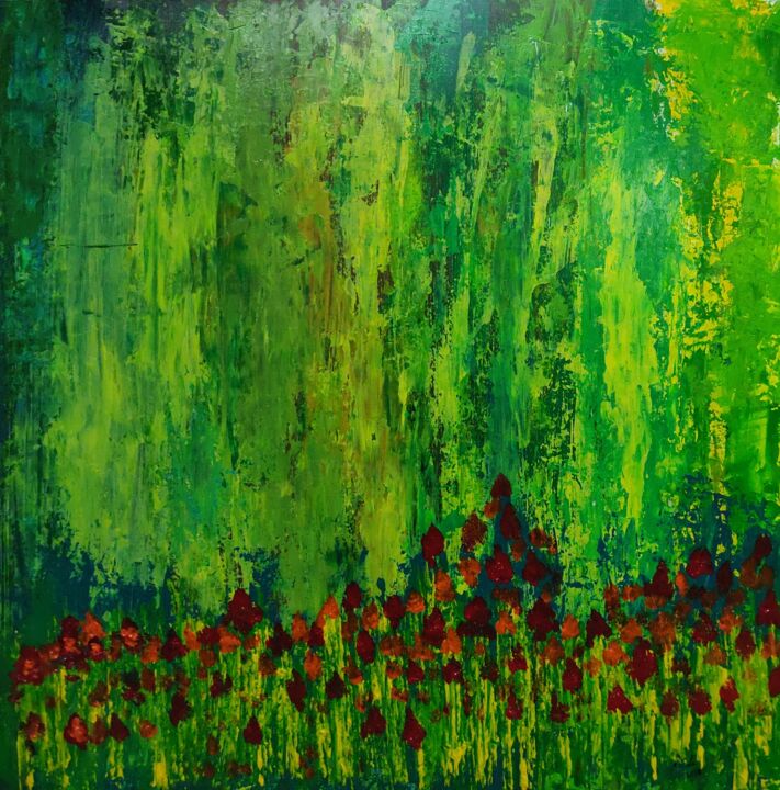 Painting titled "The Wild Garden.jpg" by Mahfuzur Rahman, Original Artwork, Acrylic