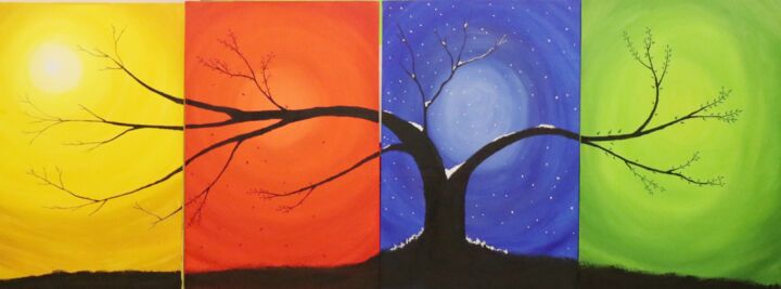Pintura intitulada "4 Seasons "L".jpeg" por Mahfuzur Rahman, Obras de arte originais, Acrílico