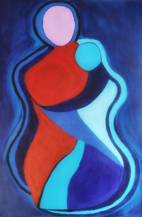 Painting titled "Motherhood.jpeg" by Mahfuzur Rahman, Original Artwork, Acrylic