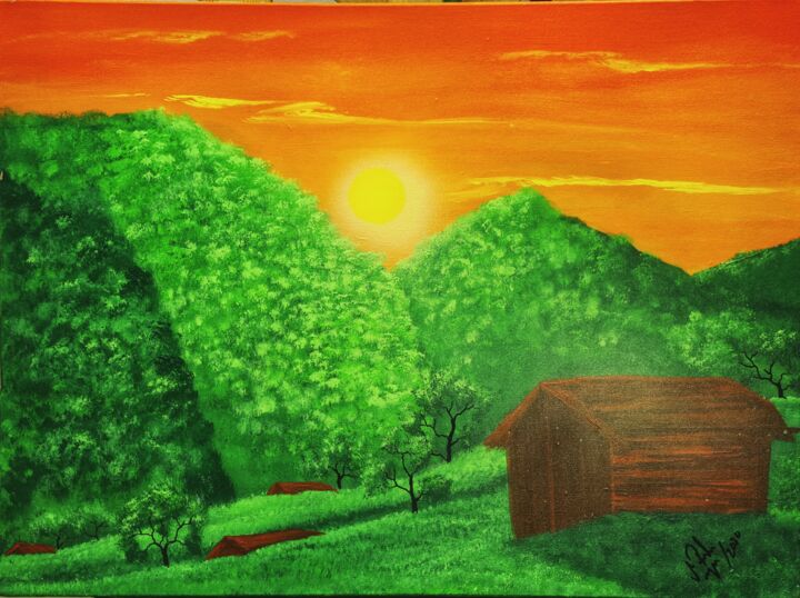 Pintura titulada "Kiss of the Sun" por Mahfuzur Rahman, Obra de arte original, Acrílico Montado en Bastidor de camilla de ma…