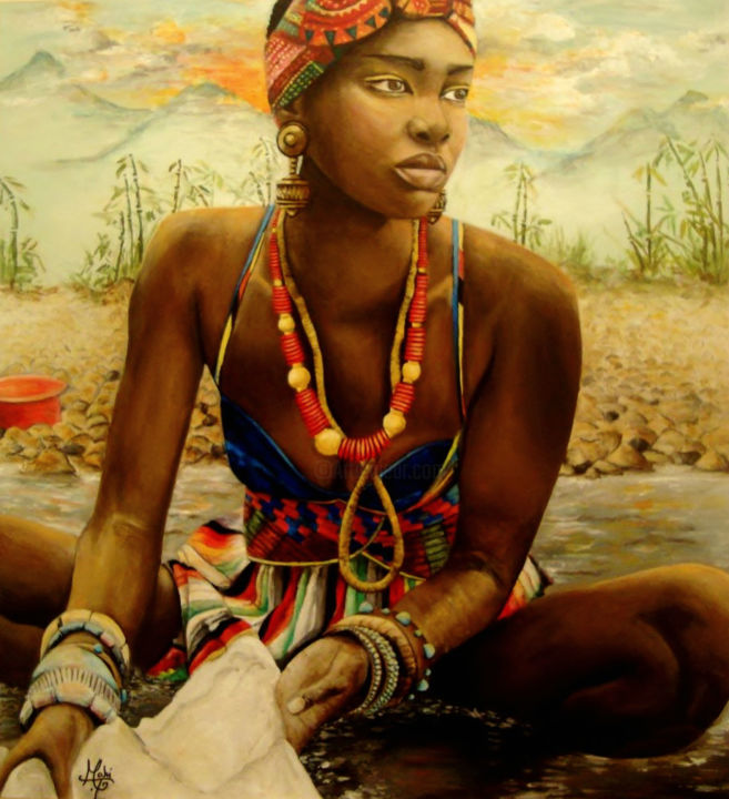 Pintura titulada "african-silence1.jpg" por Mahi Tarek, Obra de arte original, Otro