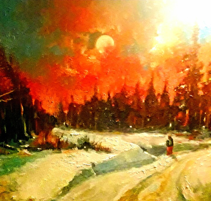 Peinture intitulée "crepuscule" par Mahmoud Bekkara, Œuvre d'art originale, Huile