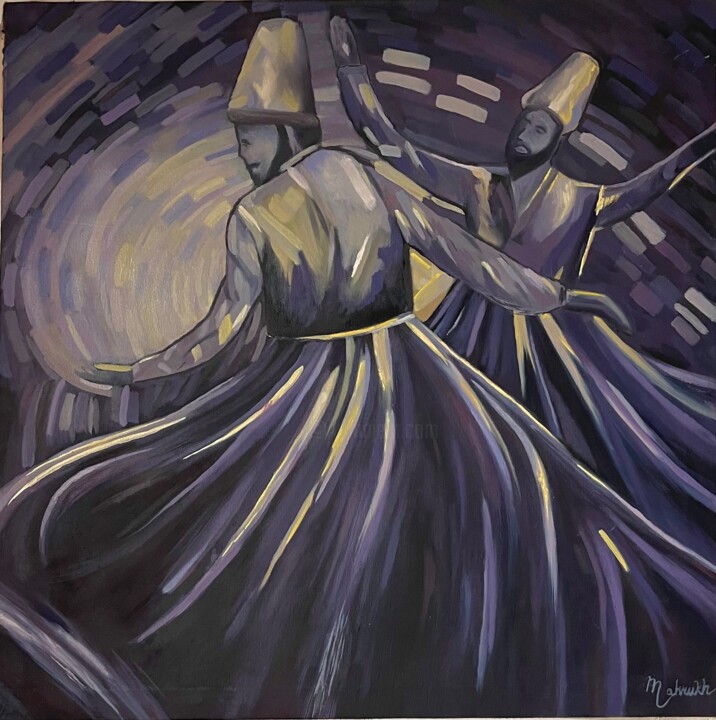 Painting titled "The Whirling Dervish" by Mahrukh Iftikhar, Original Artwork, Oil