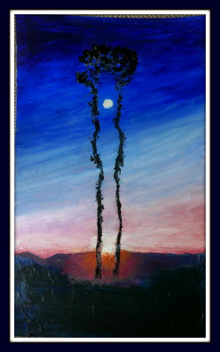Pintura titulada "Sunset and moon - M…" por Maï Laffargue, Obra de arte original, Oleo