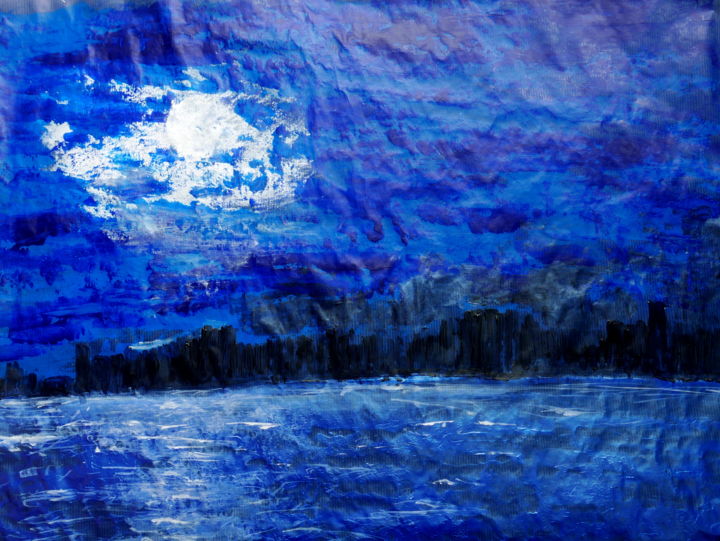 Painting titled "Full moon" by Maï Laffargue, Original Artwork, Acrylic