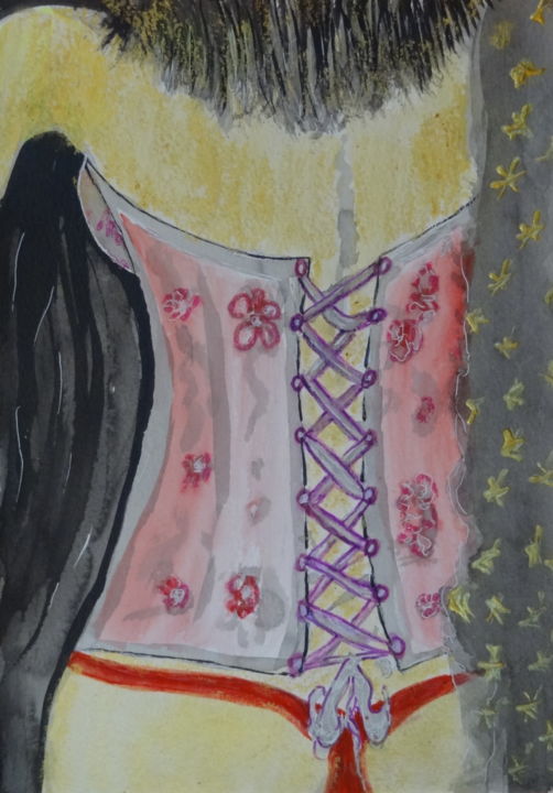 Картина под названием "jolie lingerie derr…" - Maï Laffargue, Подлинное произведение искусства, Акрил