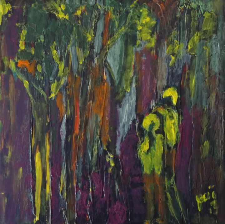 Malerei mit dem Titel "Forêt profonde" von Maï Laffargue, Original-Kunstwerk, Acryl
