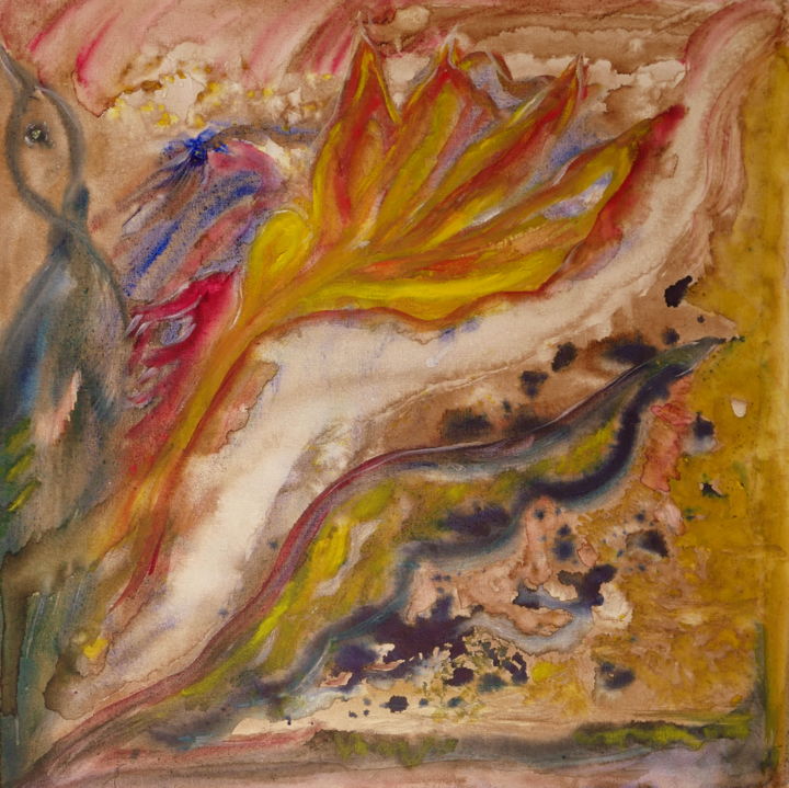 Malerei mit dem Titel "Chemin de vie" von Maï Laffargue, Original-Kunstwerk, Aquarell