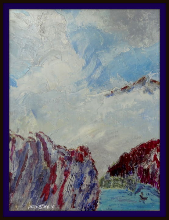Pintura titulada "Brumes sur le lac" por Maï Laffargue, Obra de arte original, Acrílico