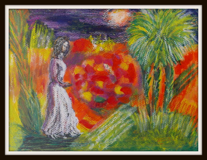 Peinture intitulée "solitude dans jardi…" par Maï Laffargue, Œuvre d'art originale, Autre