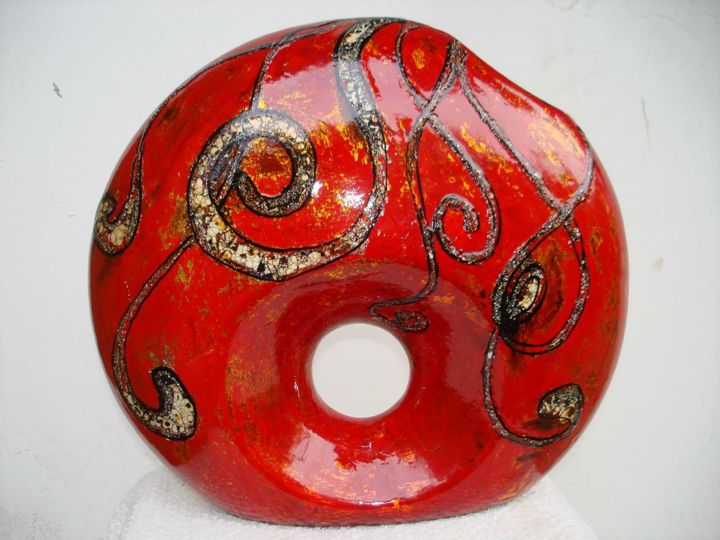 Artesanía titulada "Vase ceramic lacque" por Mai Lien Lai Thi, Obra de arte original