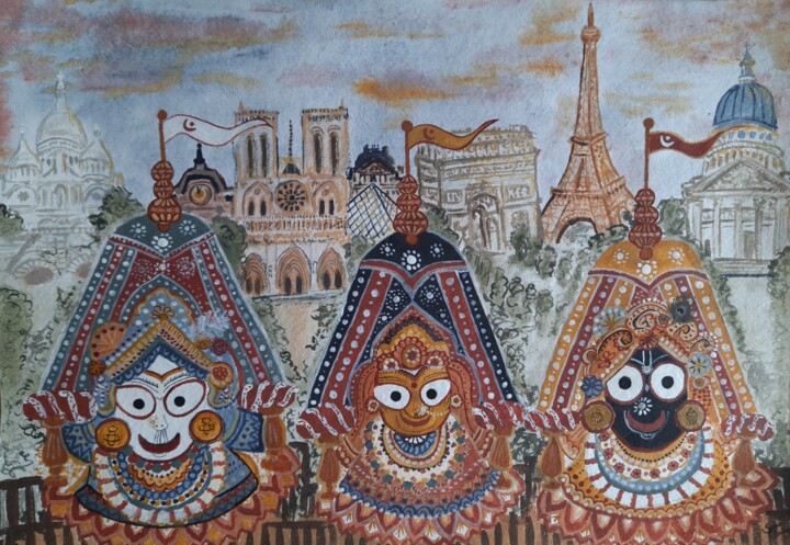 Картина под названием "The Festival of Ind…" - Maïa Saint-Couleurs, Подлинное произведение искусства, Пигменты