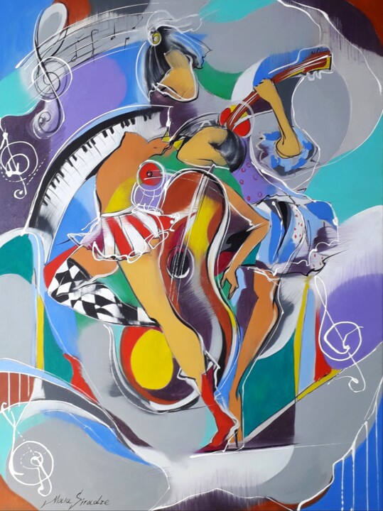 Картина под названием "Abstract compositio…" - Maia Siradze, Подлинное произведение искусства, Масло