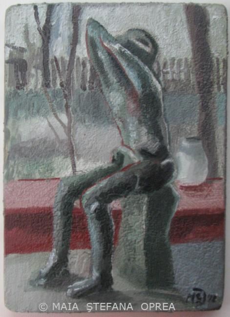 Pintura intitulada "Mumification sur la…" por Maia Stefana Oprea, Obras de arte originais, Óleo