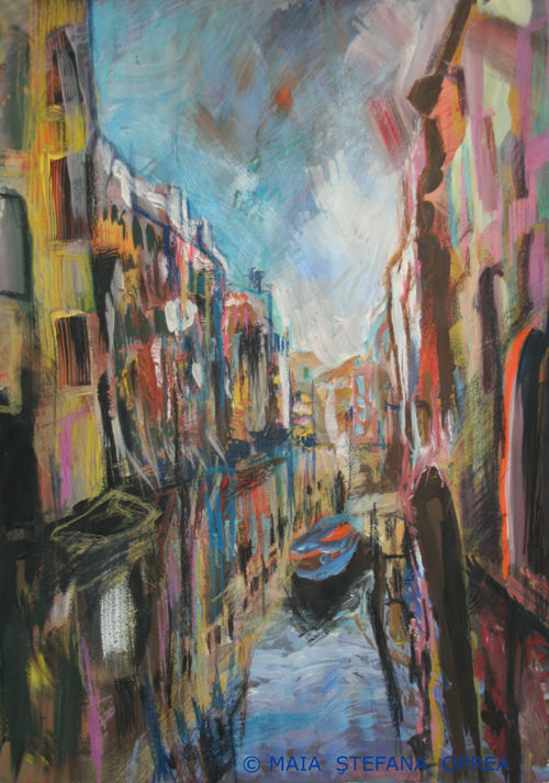 Painting titled "THE LAST VENICE" by Maia Stefana Oprea, Original Artwork, Oil