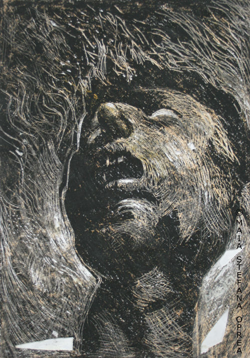 Schilderij getiteld "SHOUTING" door Maia Stefana Oprea, Origineel Kunstwerk, Olie