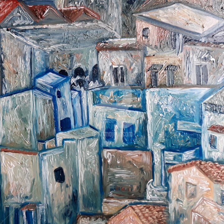 Painting titled "CHEFCHAOUEN MAROC" by Maier Salomé, Original Artwork, Oil