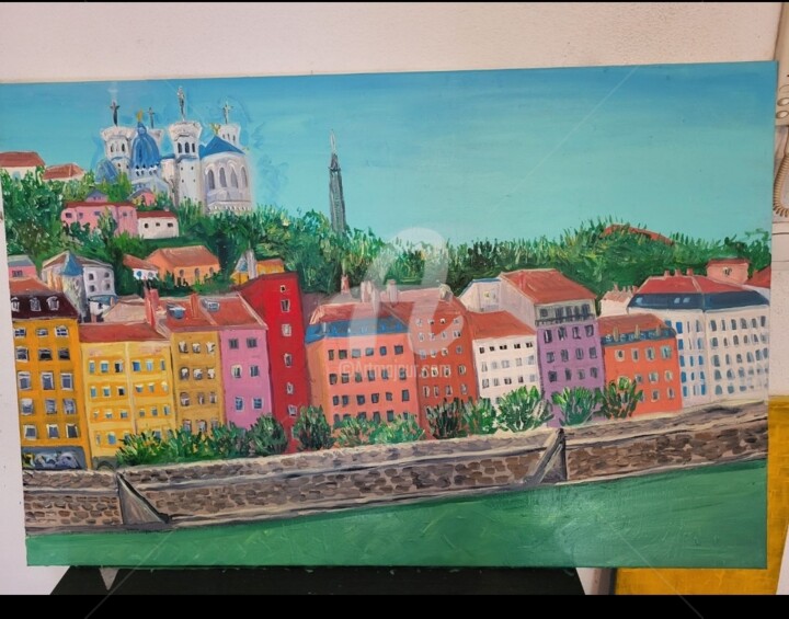 Painting titled "Lyon quais 2" by Maier Salomé, Original Artwork, Acrylic