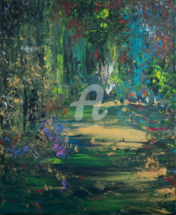 Painting titled "Promenade au jardin" by Myriam Iticsohn (Mai Fée de l'Art), Original Artwork, Acrylic
