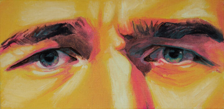 Картина под названием "Male Eyes" - Maiia Po, Подлинное произведение искусства, Масло Установлен на Деревянная рама для носи…