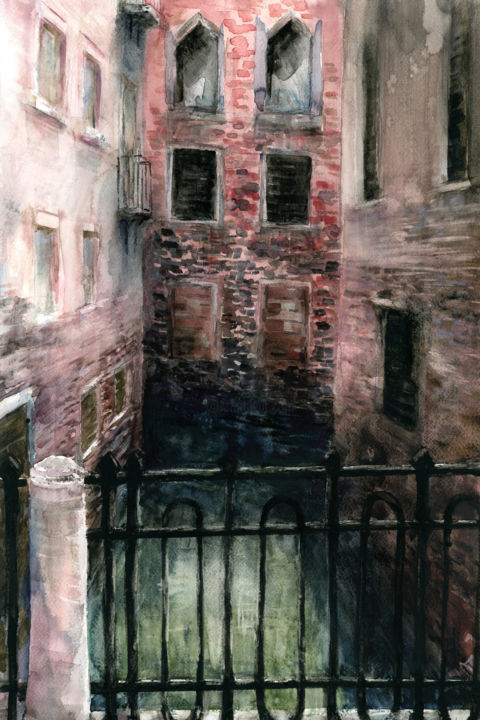 Painting titled "Canal 2017" by Maija Alina, Original Art, Watercolor
