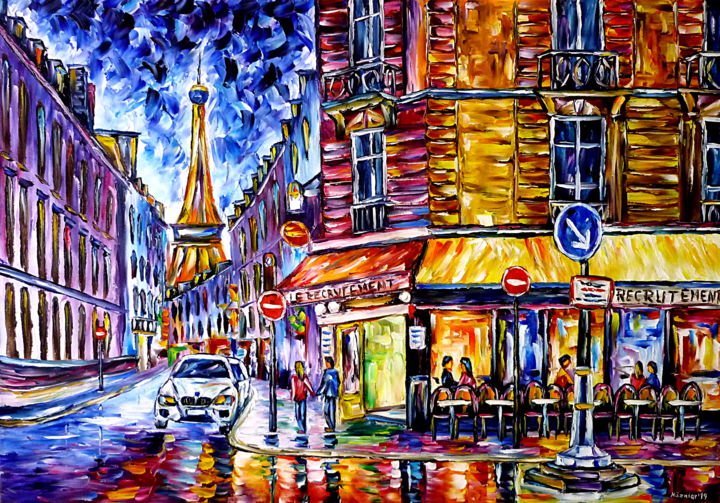 Painting titled "City Of Love" by Mirek Kuzniar, Original Artwork, Oil