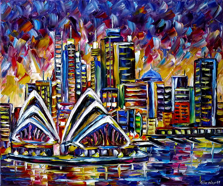 Malerei mit dem Titel "Sydney" von Mirek Kuzniar, Original-Kunstwerk, Öl