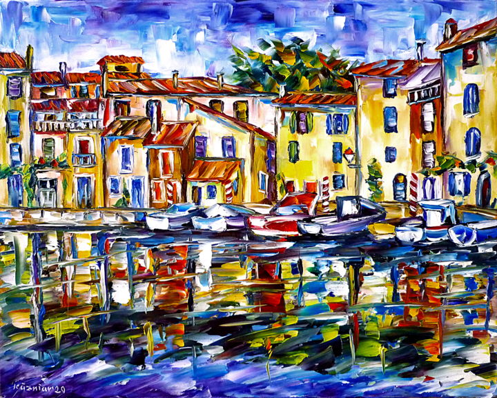 Schilderij getiteld "Martigues" door Mirek Kuzniar, Origineel Kunstwerk, Olie