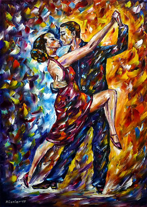 Malerei mit dem Titel "Tango II" von Mirek Kuzniar, Original-Kunstwerk, Öl