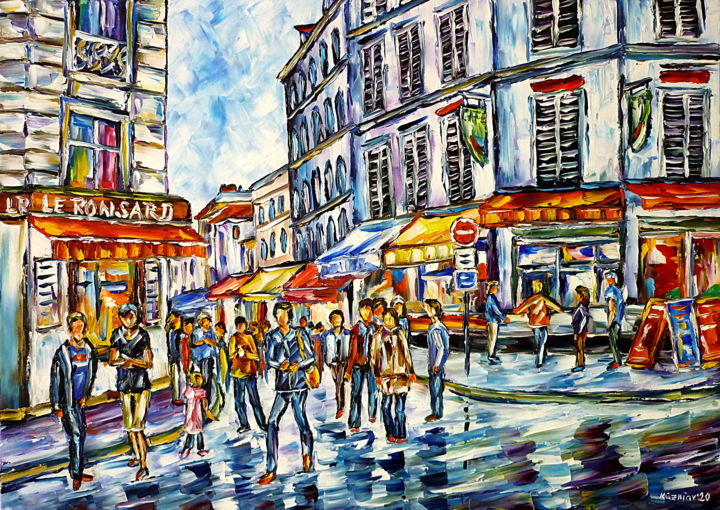 Painting titled "Paris 14 Juli" by Mirek Kuzniar, Original Artwork, Oil