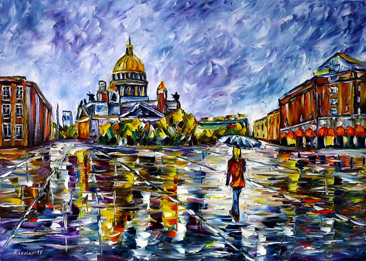 Painting titled "St. Petersburg an e…" by Mirek Kuzniar, Original Artwork, Oil