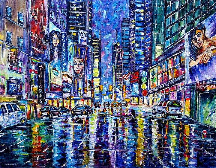 Painting titled "Big Apple" by Mirek Kuzniar, Original Artwork, Oil