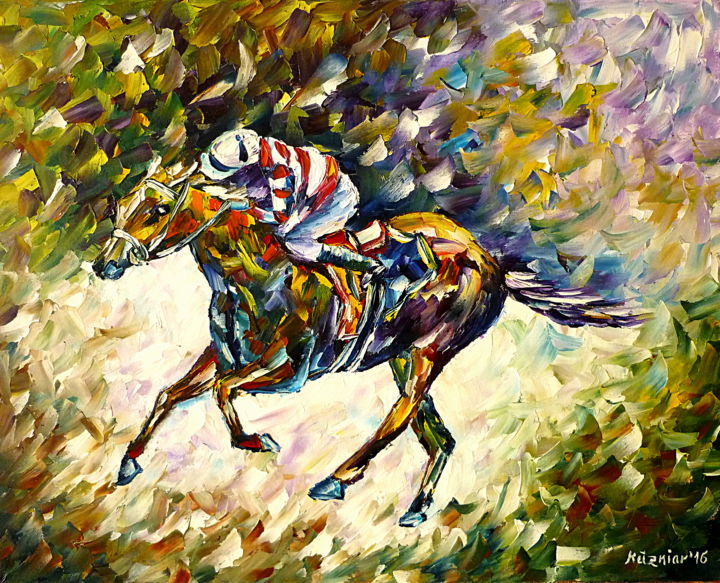 Painting titled "Jockey I" by Mirek Kuzniar, Original Artwork, Oil