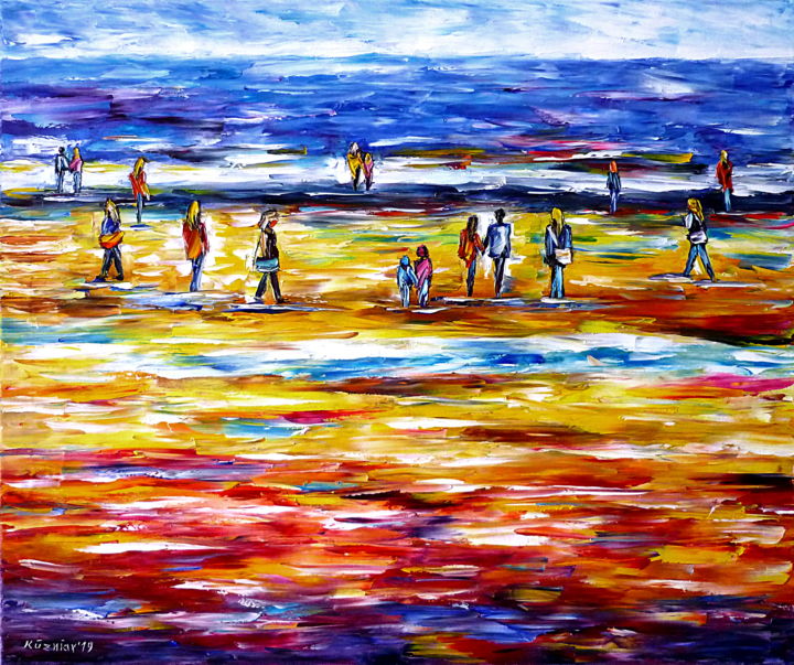 Pittura intitolato "Am Strand" da Mirek Kuzniar, Opera d'arte originale, Olio