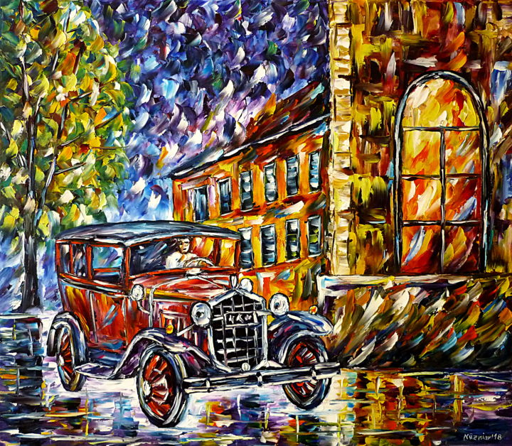 Painting titled "Ford, 1930" by Mirek Kuzniar, Original Artwork, Oil