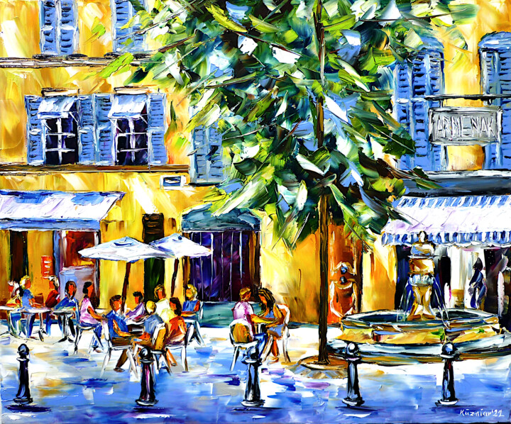 Malerei mit dem Titel "Place des Trois Orm…" von Mirek Kuzniar, Original-Kunstwerk, Öl