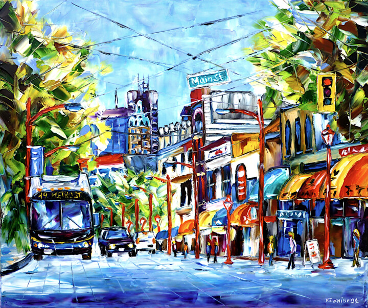 Malerei mit dem Titel "Vancouver Chinatown" von Mirek Kuzniar, Original-Kunstwerk, Öl