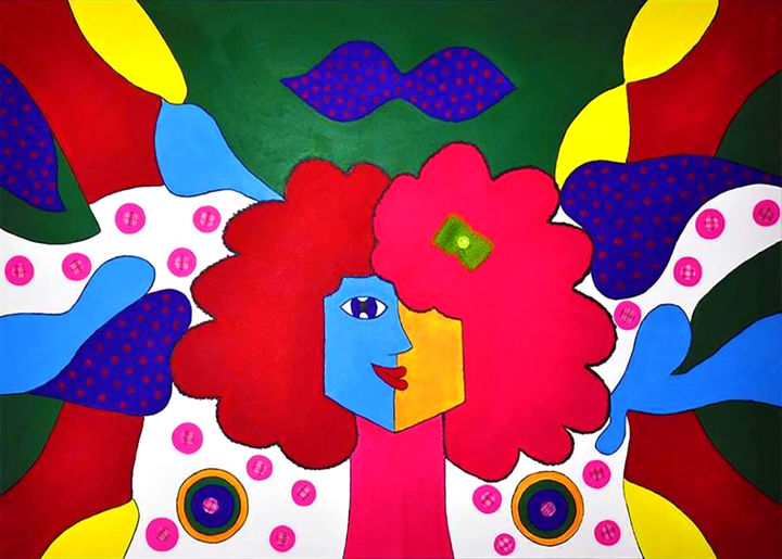 「Young Woman」というタイトルの絵画 Mirna Oliveiraによって, オリジナルのアートワーク, アクリル