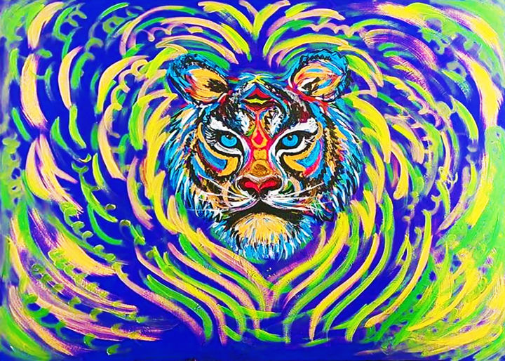 Peinture intitulée "The Tiger" par Mirna Oliveira, Œuvre d'art originale, Acrylique