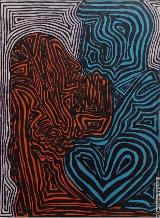 Pittura intitolato "Beijo" da Mailson Souza, Opera d'arte originale, Acrilico