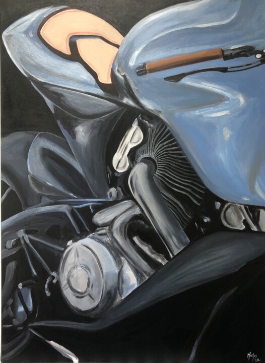 Malerei mit dem Titel "Moto Aston Martin" von Maïlys Painting, Original-Kunstwerk, Acryl