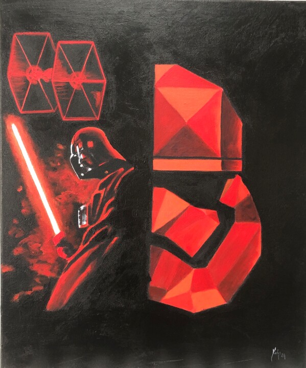 Painting titled "Star wars force" by Maïlys Painting, Original Artwork, Acrylic Mounted on Wood Stretcher frame